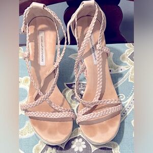 Diane Von Furstenberg DVF leather and wooden wedges size 9